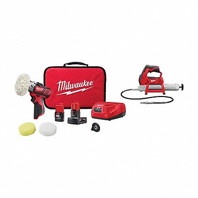 MILWAUKEE 243822X244620 M12 Polisher/Sander Kit + M12 Grease Gun