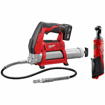 MILWAUKEE 244621XC245720 M12 Grease Gun Kit + M12 3/8 Ratchet