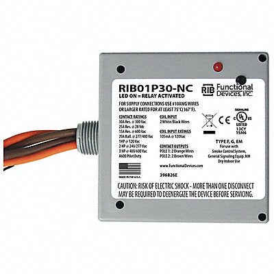 FUNCTIONAL DEVICES INC / RIB RIB01P30NC Enclosed Relay 30A 120VAC Coil