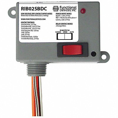 FUNCTIONAL DEVICES INC / RIB RIB02SBDC Enclosed Relay 20A SPST Override