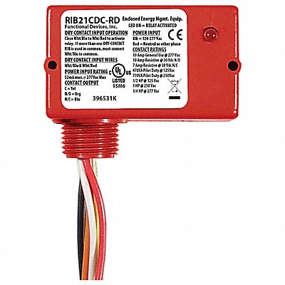 FUNCTIONAL DEVICES INC / RIB RIB21CDCRD Enclosd Relay 10A SPDT 12VAC/DC Polarizd