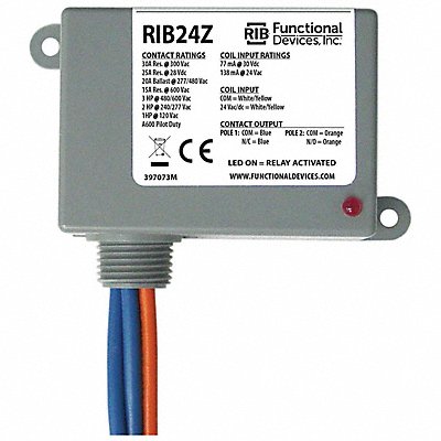 FUNCTIONAL DEVICES INC / RIB RIB24Z Enclosed Relay 30A SPST-N/O SPST-N/C