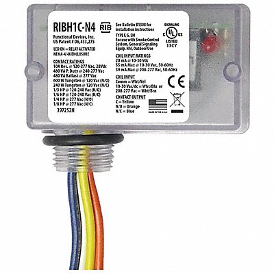 FUNCTIONAL DEVICES INC / RIB RIBH1CN4 Enclsd Relay 10A SPDT 12VAC/DC Polarized