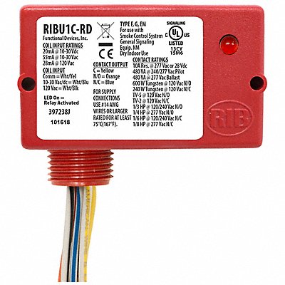 FUNCTIONAL DEVICES INC / RIB RIBU1CRD Enclsd Relay 10A SPDT 12VAC/DC Polarized