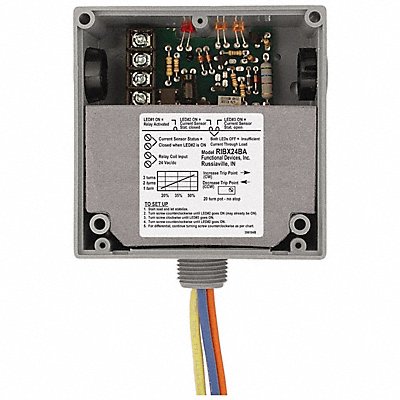 FUNCTIONAL DEVICES INC / RIB RIBX24BA Enclsd 20A Rly/Adjustable Current Switch