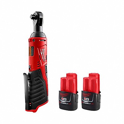 MILWAUKEE 24572048112411 M12 3/8 Ratchet + M12 Battery 2PK