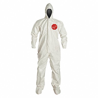 DUPONT SL122TWHXL0006BN Hooded Coverall w/Socks White XL PK6