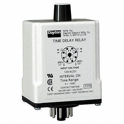 DAYTON 24EN71 H7820 Single Function Time Delay Relay 24VAC/DC 8Pins