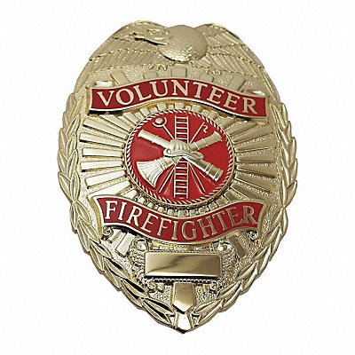 HEROS PRIDE 4185G Metal Badge Volunteer Firefighter - Oval