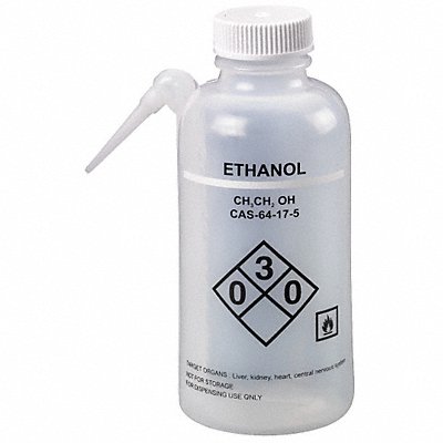 LAB SAFETY SUPPLY 24J881 Wash Bottle 500 mL 76 mm Dia PK4