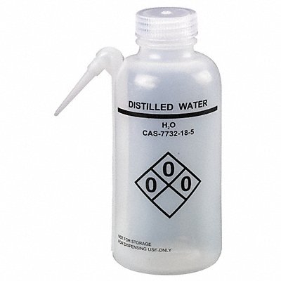 LAB SAFETY SUPPLY 24J890 Wash Bottle 500 mL 76 mm Dia PK4