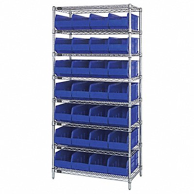 QUANTUM STORAGE SYSTEMS WR8445BL G7073 Bin Shelving 14inx74inx36in Blue