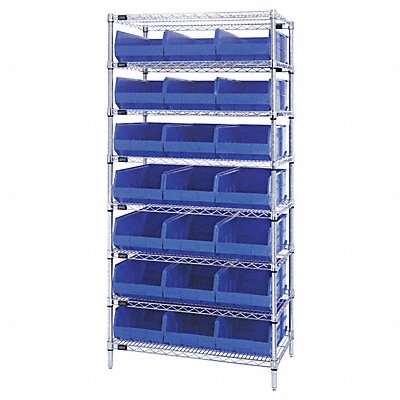 QUANTUM STORAGE SYSTEMS WR8463BL G7075 Bin Shelving 18inx74inx36in Blue