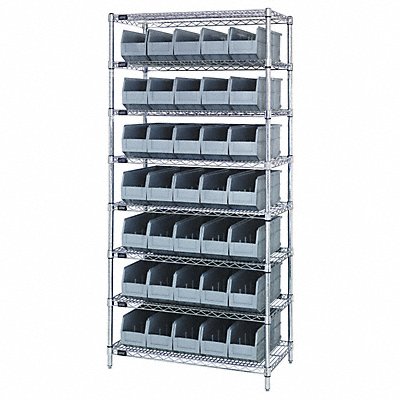 QUANTUM STORAGE SYSTEMS WR8461GY G7074 Bin Shelving 18inx74inx36in Grey