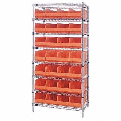 QUANTUM STORAGE SYSTEMS WR8423OR G7069 Bin Shelving 12inx75inx36in Orange