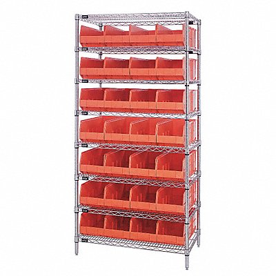 QUANTUM STORAGE SYSTEMS WR8483OR G7077 Bin Shelving 21inx74inx36in Orange