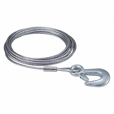 DUTTON-LAINSON 6360 Winch Cable w/Hook 20 ft x 3/16 In