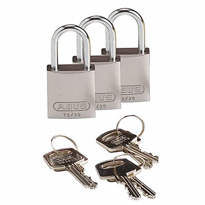 BRADY 133287 K7467 Lockout Padlock KA Silver 1-7/16 H PK3