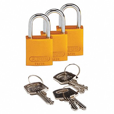 BRADY 133282 K7467 Lockout Padlock KA Yellow 1-7/16 H PK3