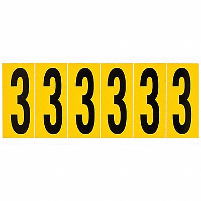 BRADY 15503 Number Label 3 1-1/2 in W x 3-1/2 in H