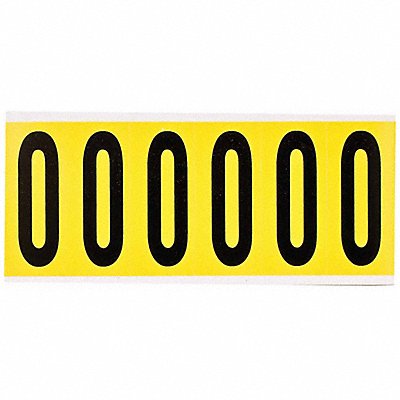 BRADY 34500 Number Label 0 1-1/2 in W x 3-1/2 in H