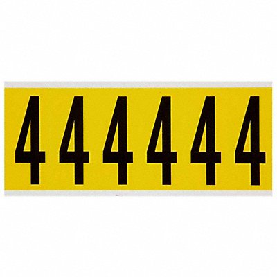 BRADY 34504 Number Label 4 1-1/2 in W x 3-1/2 in H
