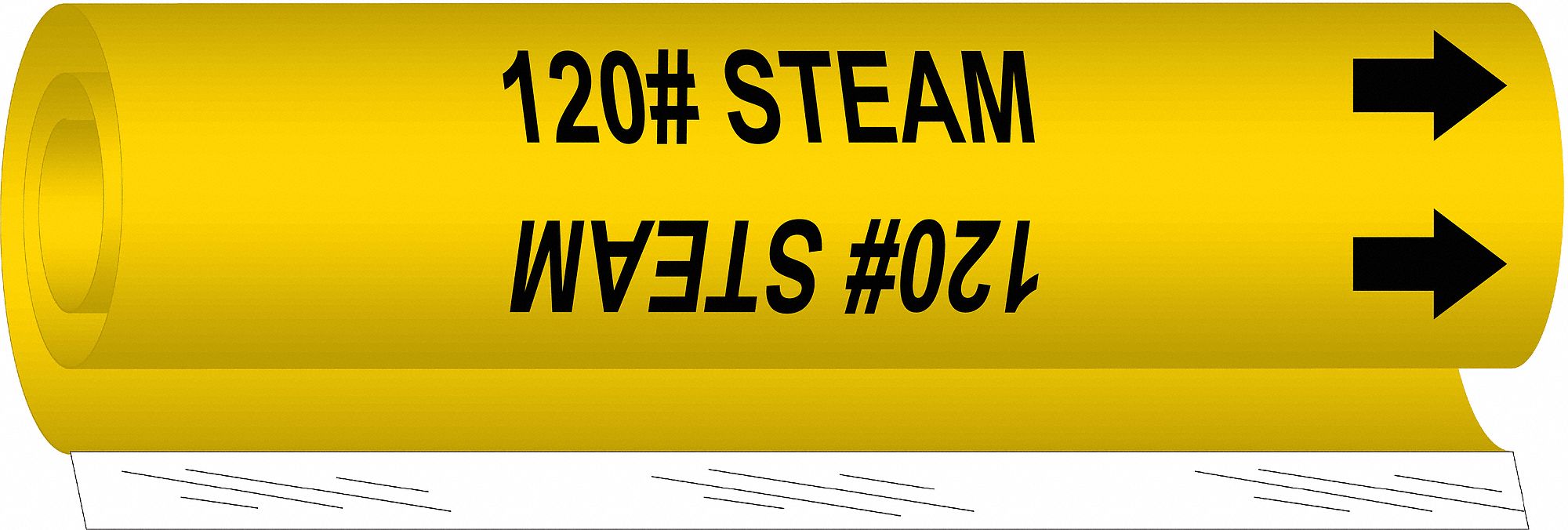 BRADY 5613I Pipe Marker 120# Steam 9 in H 8 in W