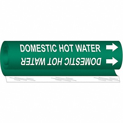 BRADY 5815O Pipe Marker Domestic Hot Water 5in H 8in W