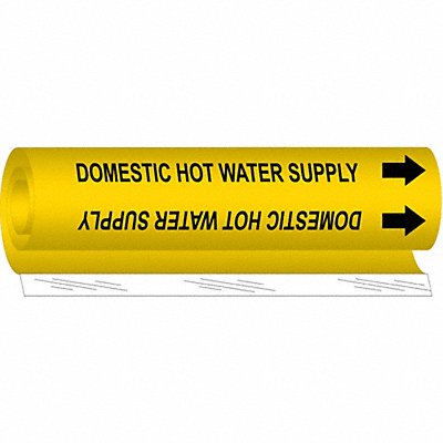 BRADY 5817O Pipe Marker Domestic Hot Watr Supply 5in H