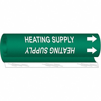 BRADY 5826O Pipe Marker Heating Watr Spply 5in H 8in W
