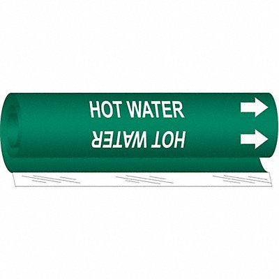 BRADY 5708O Pipe Marker Hot Water Return 5in H 8in W