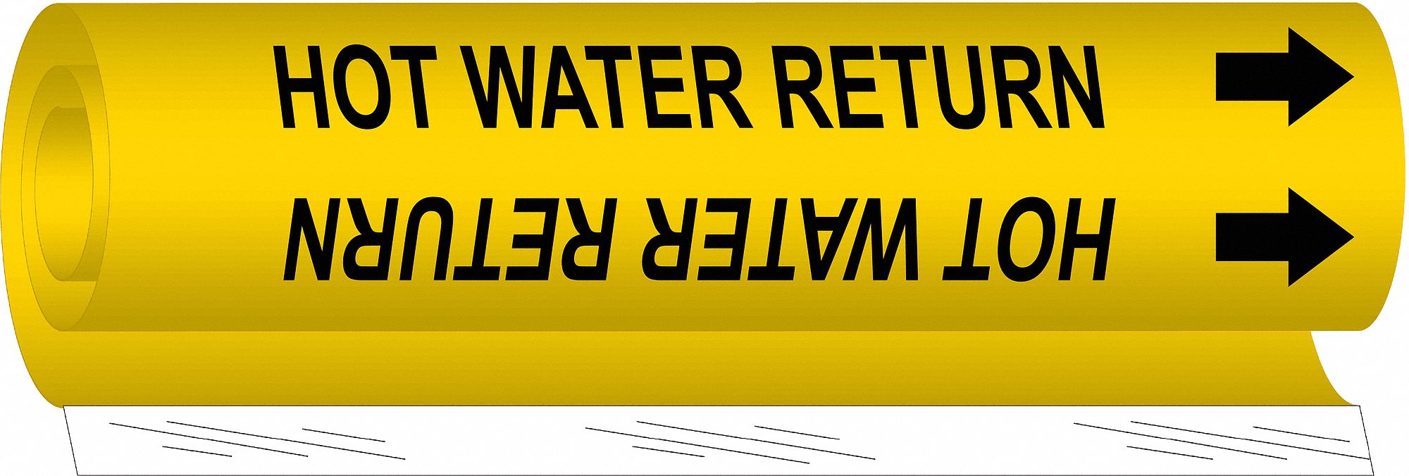 BRADY 5708II Pipe Marker Hot Water Return 26in H 12in W