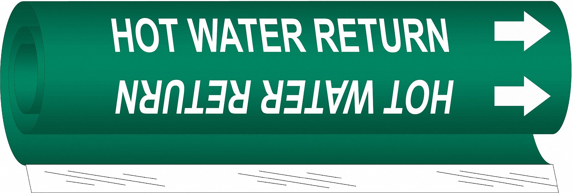 BRADY 5831I Pipe Marker Hot Water Return 9in H 8in W
