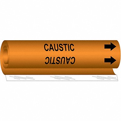 BRADY 5807O Pipe Marker Caustic Soda 5 in H 8 in W