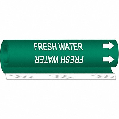 BRADY 5692O Pipe Marker Fresh Water 5 in H 8 in W