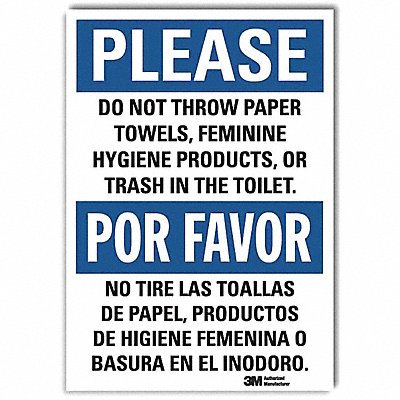 LYLE U11049RD7X10 Hygiene Sign 10x7in Reflective Sheeting