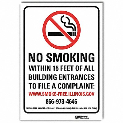 LYLE U11050RD7X10 No Smoking Sign 10inx7in Reflective Sheeting