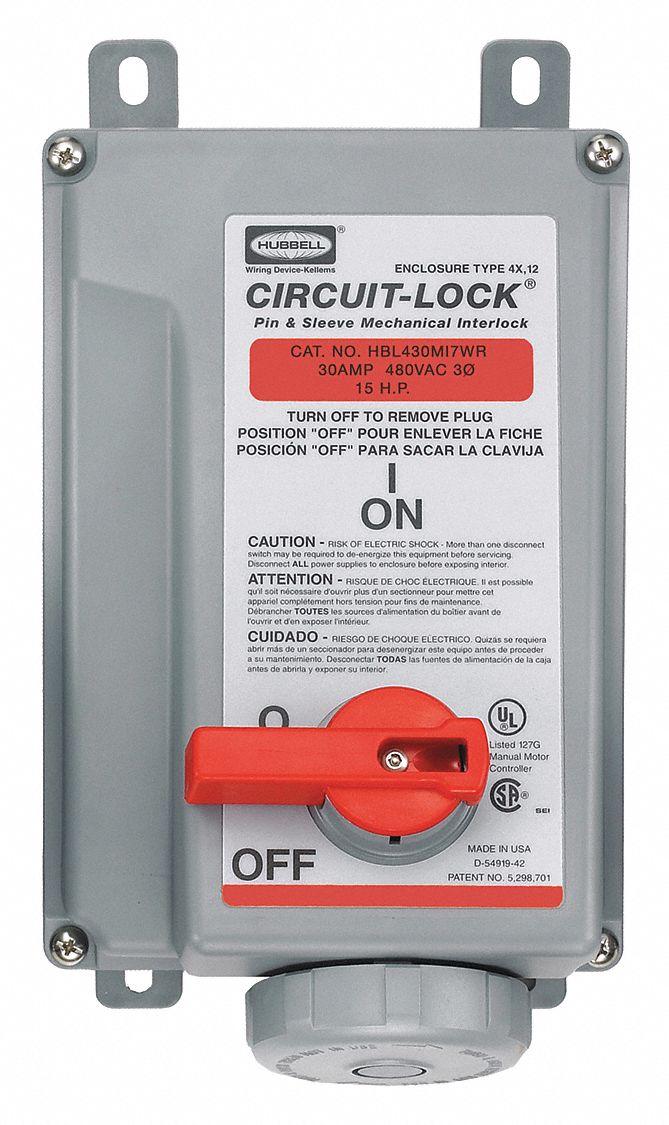 HUBBELL HBL430MI7WR Lockin Plug 30A 3Ph 480 V