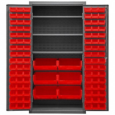 DURHAM MFG 2501BDLP1023S1795 K4918 Bin Cabinet 72 x36 x24 Grey 102RedBns