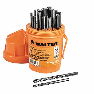 WALTER SURFACE TECHNOLOGIES 1E+118 Jobber Drill Set Quickshank 118deg 29pcs