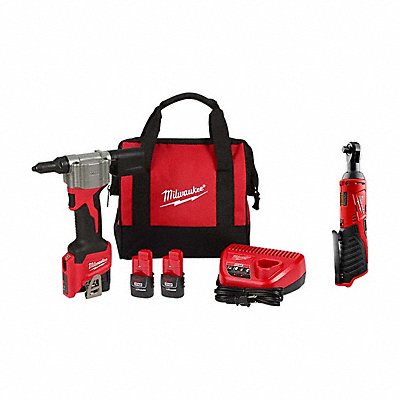 MILWAUKEE 255022245720 M12 Rivet Tool Kit + M12 3/8 Ratchet