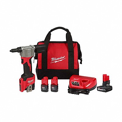 MILWAUKEE 25502248112450 M12 Rivet Tool Kit + M12 HO 5.0 Battery