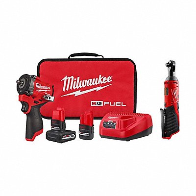 MILWAUKEE 256222245720 M12 FUEL Impact Wrench Kit + M12 Ratchet