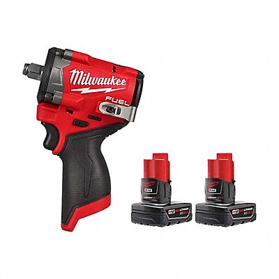 MILWAUKEE 25632048112412 M12 FUEL 1/2 Impact Wrench + Battery2PK