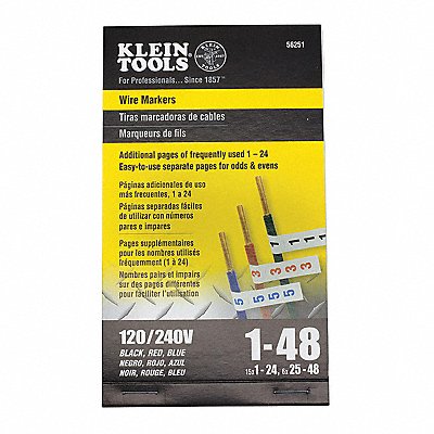 KLEIN TOOLS 56251 Individual Wire Marker Preprinted Label