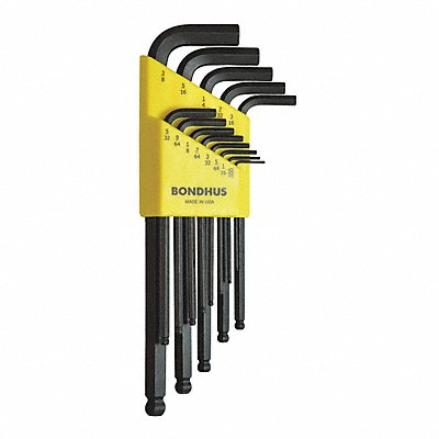 BONDHUS 10937 Hex Key Set L 2 21/32 in to 6 27/32 in