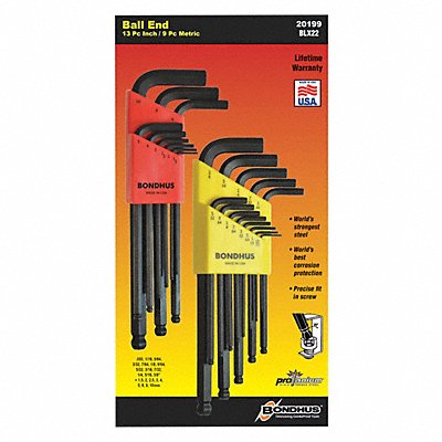 BONDHUS 20199 Hex Key Set L 2 21/32 in to 6 27/32 in
