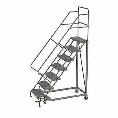 TRI-ARC KDEC107242 Rolling Ladder 7 Step Steel Serrated