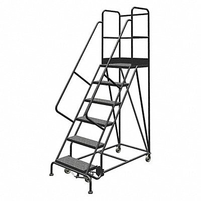 TRI-ARC KDSR106246D3 Rolling Ladder 6 Step Steel Perforated