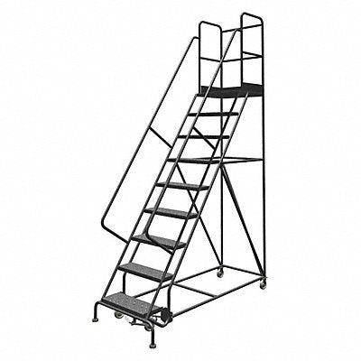 TRI-ARC KDSR109246D3 Rolling Ladder 9 Step Steel Perforated